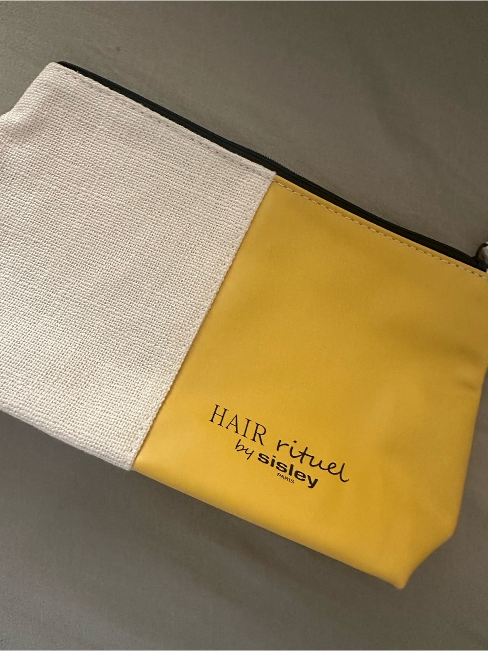 Sisley Yellow and Cream 'Hair Rituel' Cosmetic Pouch